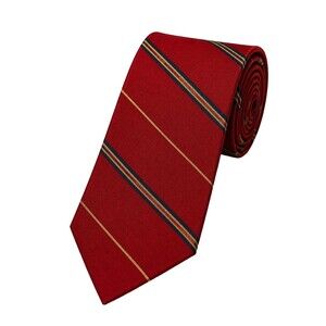 Vintage John Ashford Red Striped Neck Tie 100% Silk 59" x 3.5"